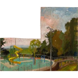 Summer Scene with Pool and Slide