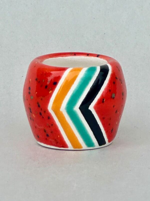 Dark Orange with Teal, Tangerine, and Black Chevron Stripes Mini