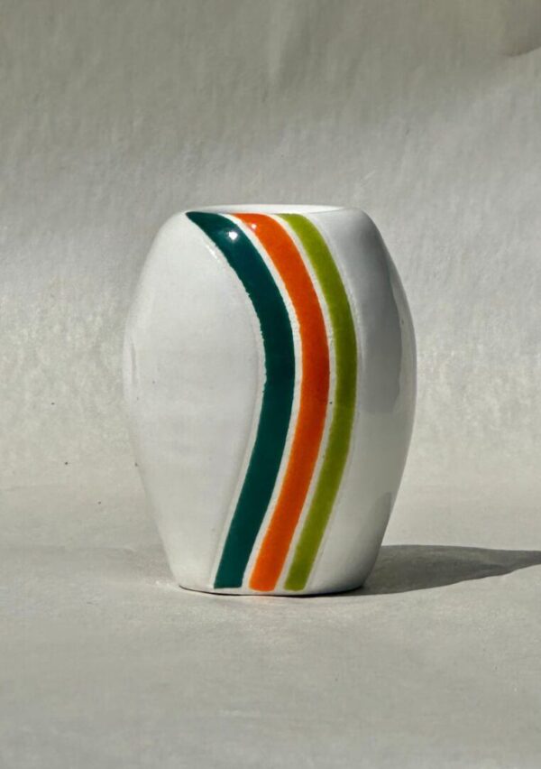 White with Teal, Orange, and Lime Stripes Mini